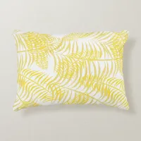 Botanical Yellow and White Palm Leaf Patterned Accent Pillow