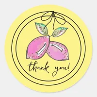 Pink Lemon Thank You Main Squeeze Bridal Shower Classic Round Sticker