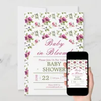 Burgundy Bloom Floral Baby Shower  Invitation