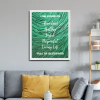 Affirmations And Blessings Rippled Emerald Green Framed Art