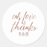 Our Love and Thanks Copper ID726 Classic Round Sticker
