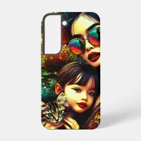 Colorful Art Mom and Daughter Asian Flower Garden Samsung Galaxy S22 Case