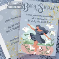 Baby Shower Blue Dance Mom Invitation