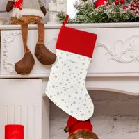 Elegant Christmas snowflakes and dots minimalistic Christmas Stocking