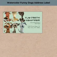 Watercolor Funny Dog Groomers Boutique Blue Label