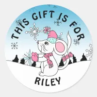 Personalized Cute Merry Christmas Mouse Gift Tag