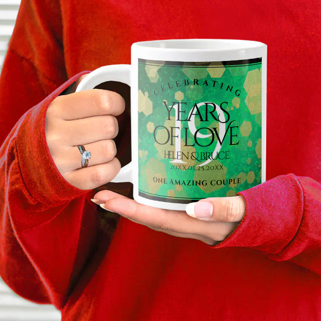 Elegant 19th Jade Wedding Anniversary Celebration Giant Coffee Mug