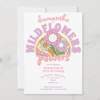 Groovy 70s Retro Wildflower Flower Power Birthday Invitation