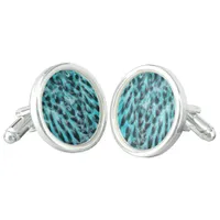 Chic animal print in blue - feather design  cufflinks