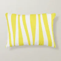 Irregular Wavy Lines Yellow White Patterned Accent Pillow