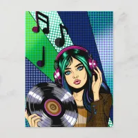 Keeping in touch | Pop Art Girl with Record Postcard