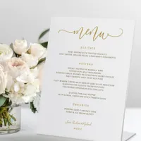 Wedding Menu Sign Bouncy Swirly Calligraphy Gold