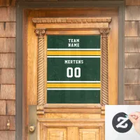 Green Gold White Sports Jersey Team Name Number Window Cling