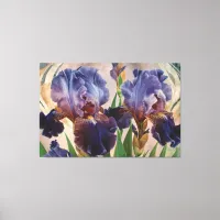 *~* IRIS Irises Vintage Floral TV2 Plum Blue Canvas Print