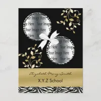 chic gold twin photo Graduation Invitation