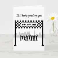 Personalized 26.2 Black and White Marathon Runner Card