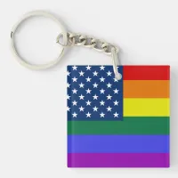 LGBT Pride American Flag with Stars Keychain