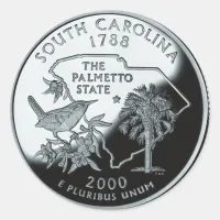 Faux South Carolina State Quarter Classic Round Sticker