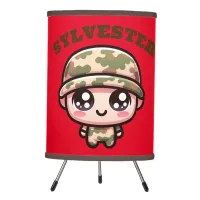 Cute Kawaii Army Camouflage Monogram on Red | Tripod Lamp