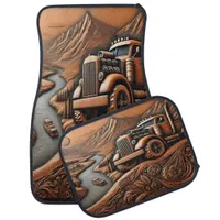 Rugged Truck in Mountain Scene Car Floor Mat