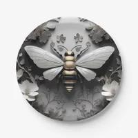 Geometric Golden Honeybee Art Paper Plates