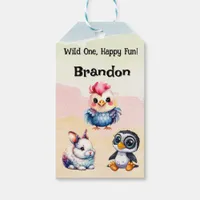 Wild One Happy Fun Woodland Animals Watercolor Gift Tags