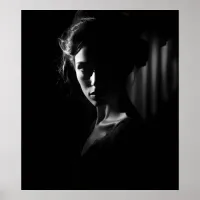 Silhouette of a woman's face B&W photo Poster