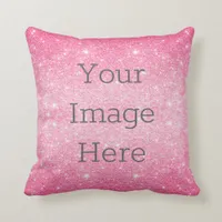 Create Your Own Metallic Hot Pink Glitter Custom Throw Pillow