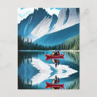 Red Kayak | Family Kayaking Together Postcard