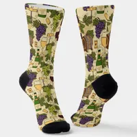 Wine Lover Grapes and Wine Patterned Socks