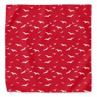 Red and White Grunge Sea Birds Seagull Patterned Bandana