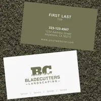 Custom Grass Landscaping Lawn Care Business Cards