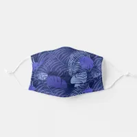 Blue Tropical Palm Leaf Print Adult Cloth Face Mask