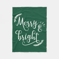 merry and bright Christmas Holiday Fleece Blanket