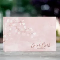 Watercolor Snowdrops Wedding Pink/Copper ID726 Guest Book