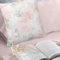Faded Rose Garden Pattern Peach ID764 Throw Pillow