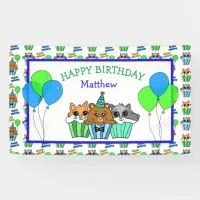 Boy's Birthday Fox, Raccoon and Bear Cupcakes Banner