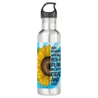 Inspirational Quote and Hand Drawn Sunflower Stainless Steel Water Bottle