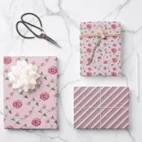 Pink & Purple Floral Vine   Wrapping Paper Sheets