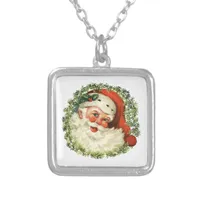 Vintage Santa Silver Plated Necklace