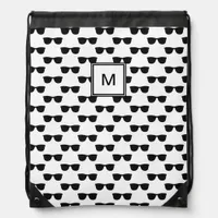 Cool Black & White Sunglasses Shades Monogrammed Drawstring Bag