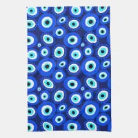 Bright Greek Eye Pattern on Navy Blue Kitchen Towel