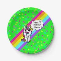 Personalized Unicorn, Rainbow and Butterfly Paper Plates