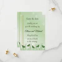 Green butterfly on light green -  save the date