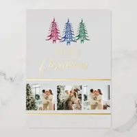 Festive Multi-Colored Christmas Pagoda Tree Foil Holiday Card