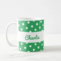 Green Polka Dot Retro Patterned Stylish Custom  Coffee Mug