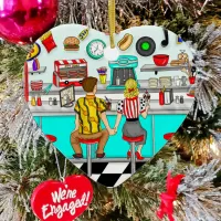 1950's Couple Holding Hands at Diner Christmas Ceramic Ornament