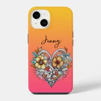 Thumbnail for Personalized Floral Heart Romantic iPhone 14 Case