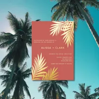 Modern Minimalist Elegant Palm Fronds Wedding Foil Foil Invitation