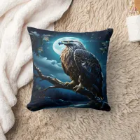 Majestic Eagle Perched Under Moonlit Sky Throw Pillow